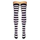 Black & White Stripe Over Knee Socks (Made In Italy)